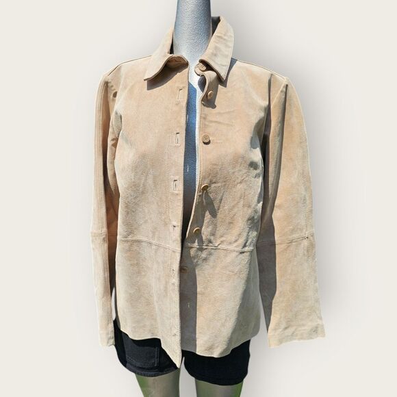 Massini Neutral Ivory Beige Leather Trench Medium - Picture 14 of 14